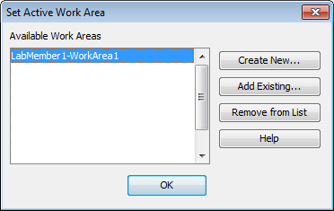 Set Active Work Area Dialog