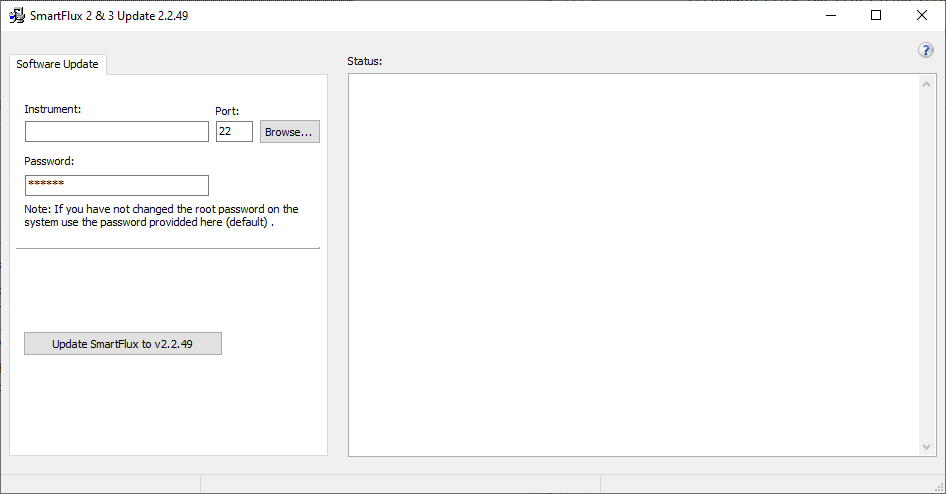 Software interface for updating the SmartFlux 2 or 3 System firmware