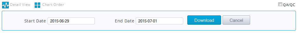 Software interface to specify a date range to download